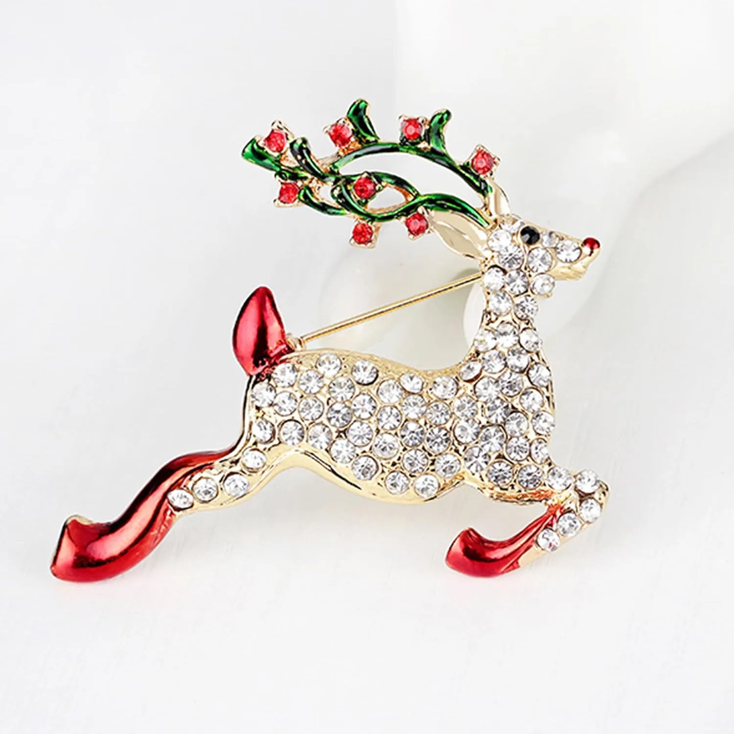 Christmas Pins & Brooches for Women - Stocking Stuffers: Jingle Bell Wreath Pin, Enamel Tree Pin & X-mas Jewelry Gifts