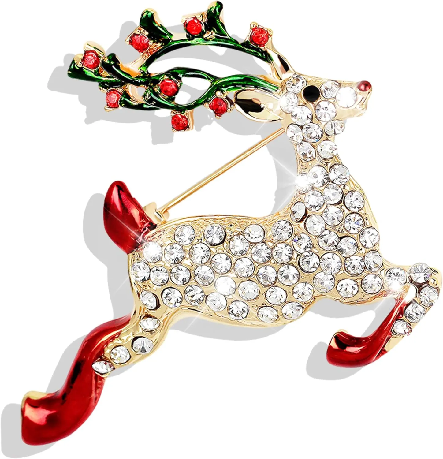 Christmas Pins & Brooches for Women - Stocking Stuffers: Jingle Bell Wreath Pin, Enamel Tree Pin & X-mas Jewelry Gifts