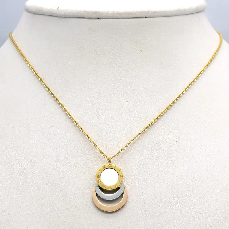 Consist 3 Colour Gold/Silver/Rose Gold Stainless Steel Jewelry Stes Brand Women Earrings & Necklace Jewelry Set For Female