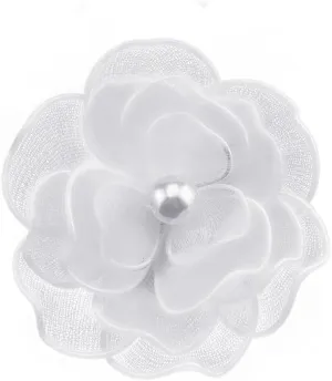 Dainty White Camellia Flower Brooches Elegant Mesh Pearl Brooch Lapel Pins Wedding Party Dance Banquet for Women Dress Suit Ceremony Clothes Accessories Jewelry Charms Gift for Beautiful Ladies