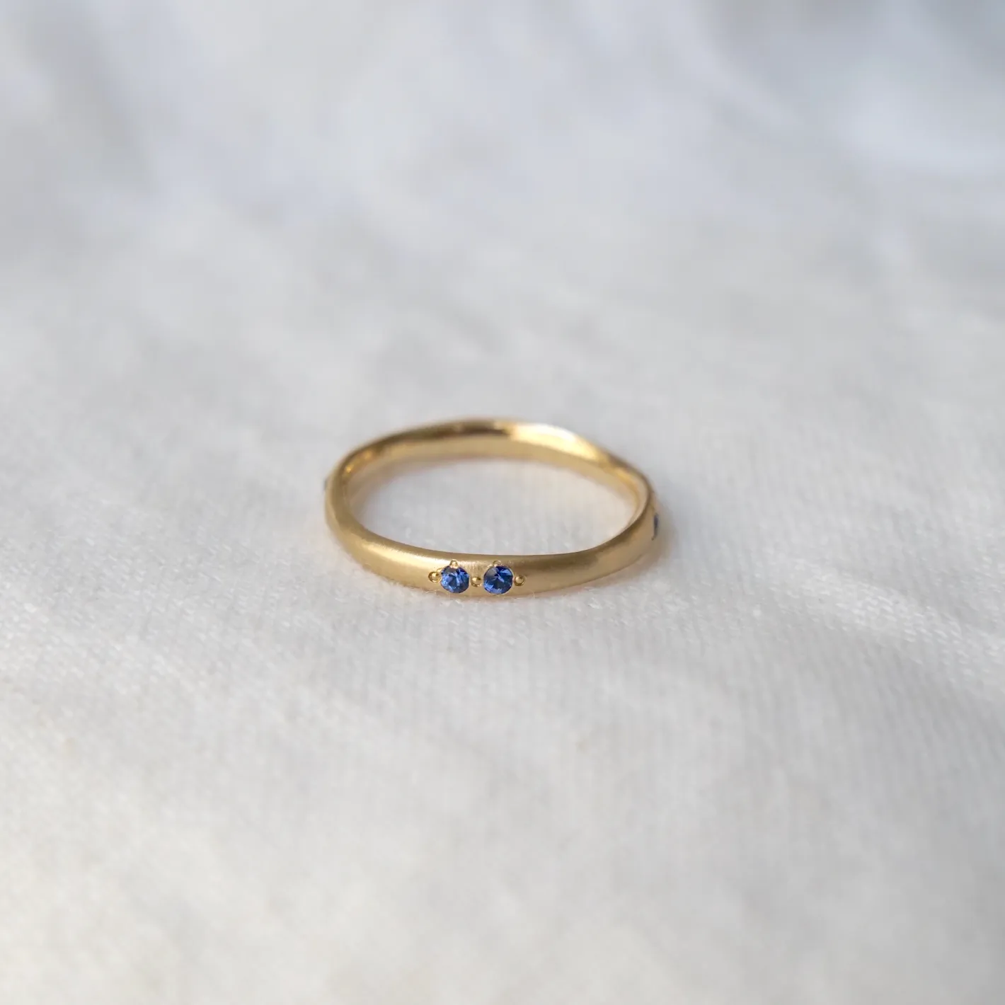 Delicate Wavy Band - Blue Sapphire Pairs