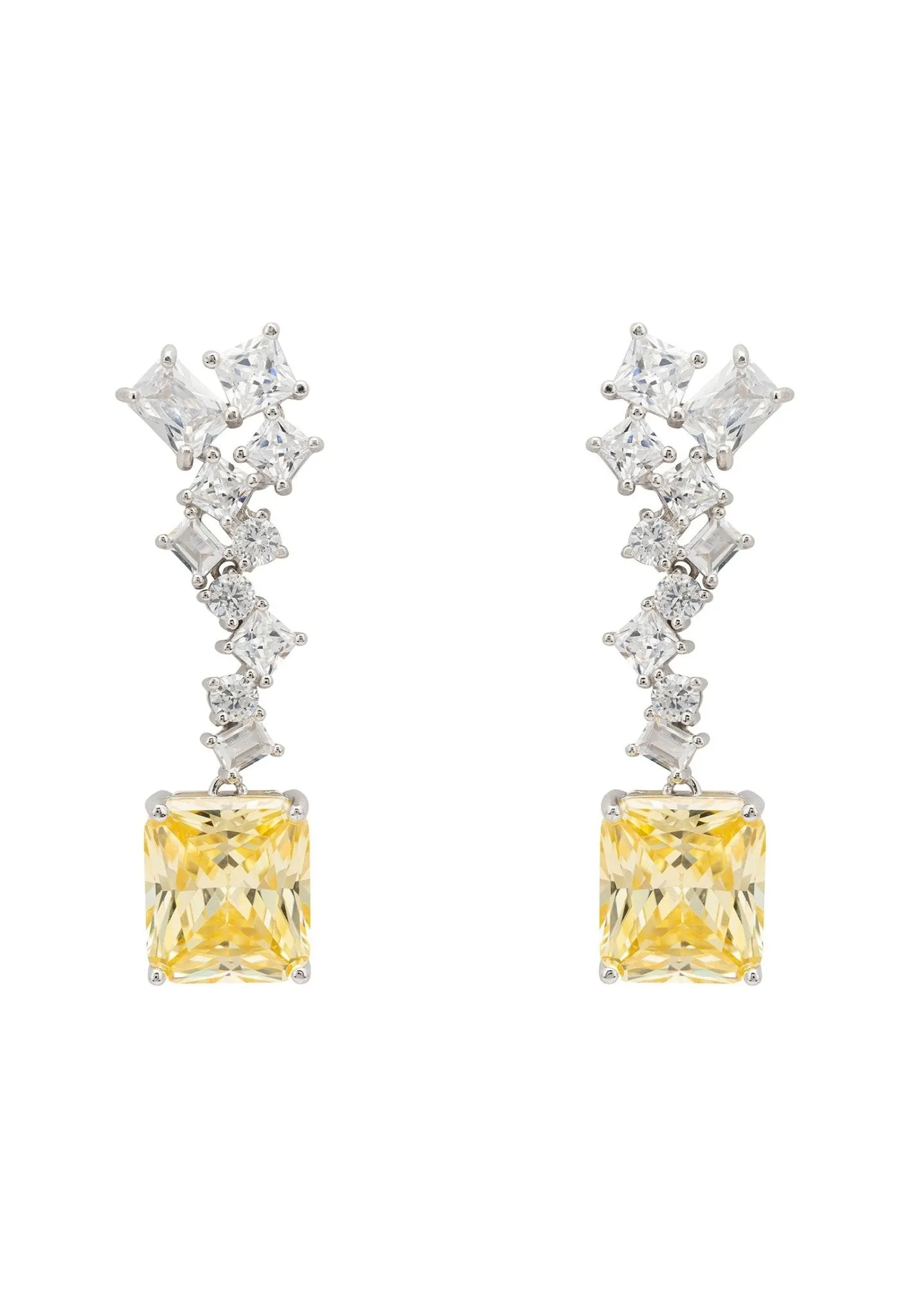Diana Lemon Topaz Drop Earrings Silver