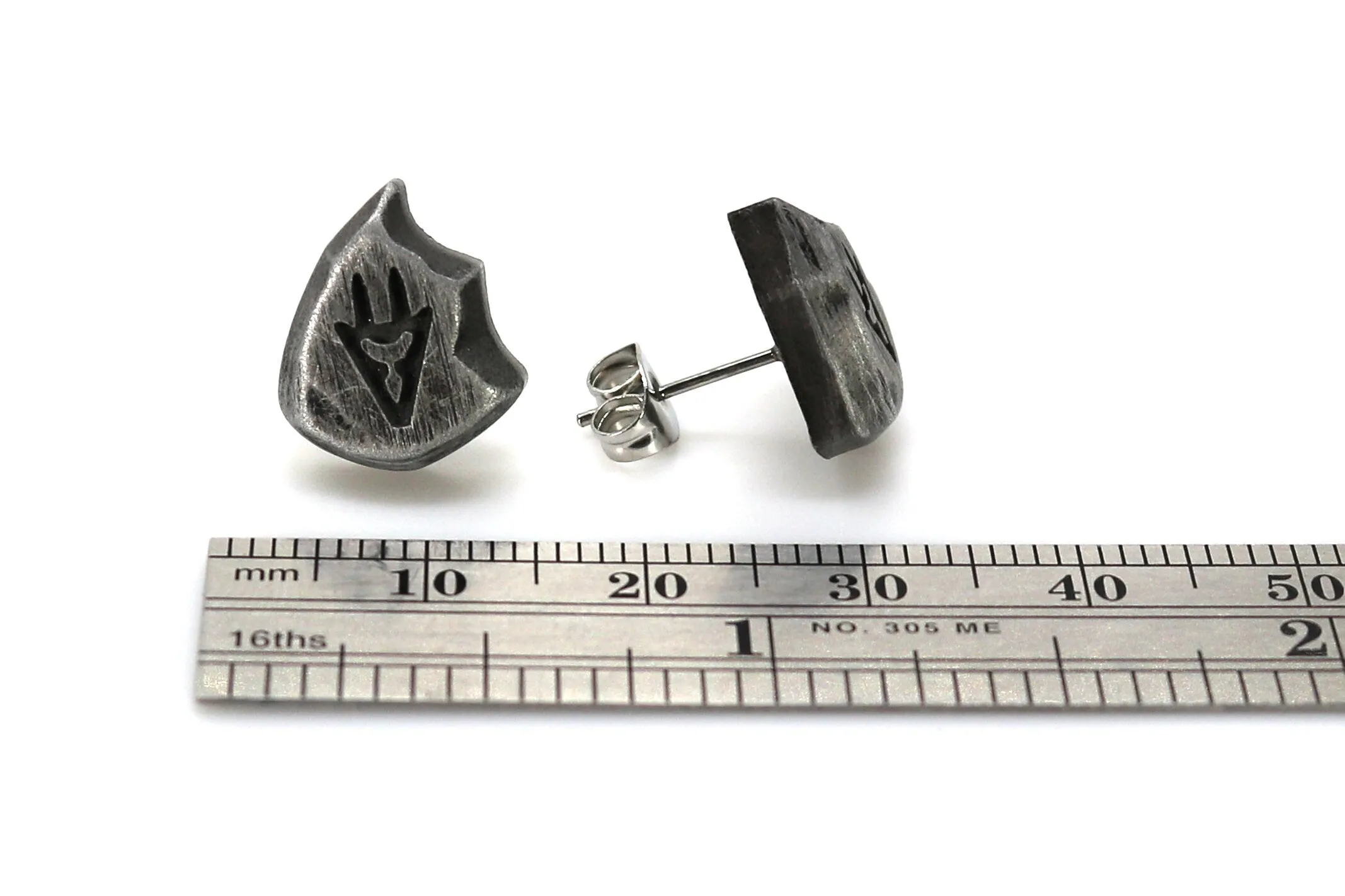 Dragoon Job Icon Stainless Steel Studded Earrings Pair - FFXIV