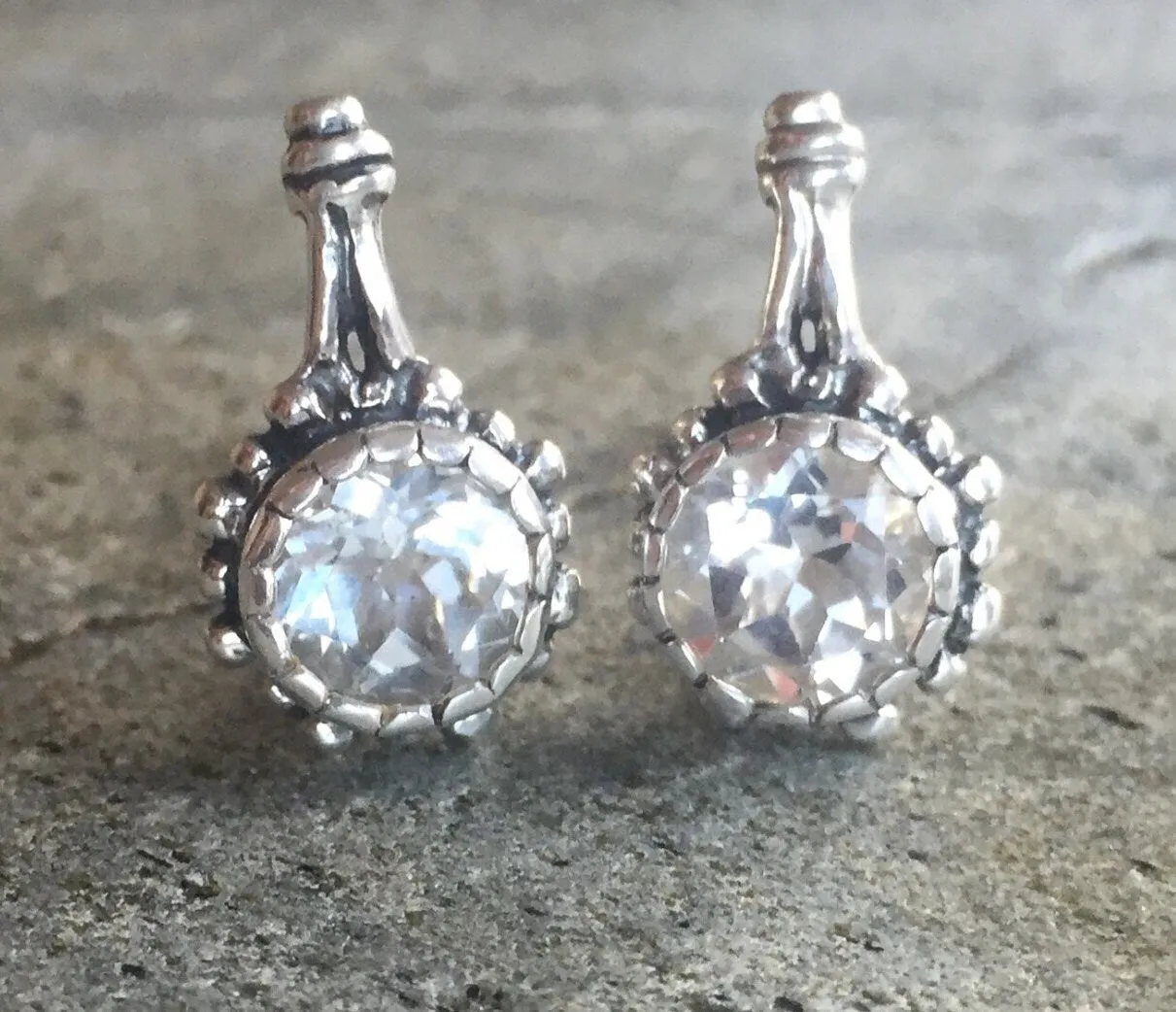 Drop Diamond Earrings - Vintage Bridal Earrings, Sparkly Silver Earrings