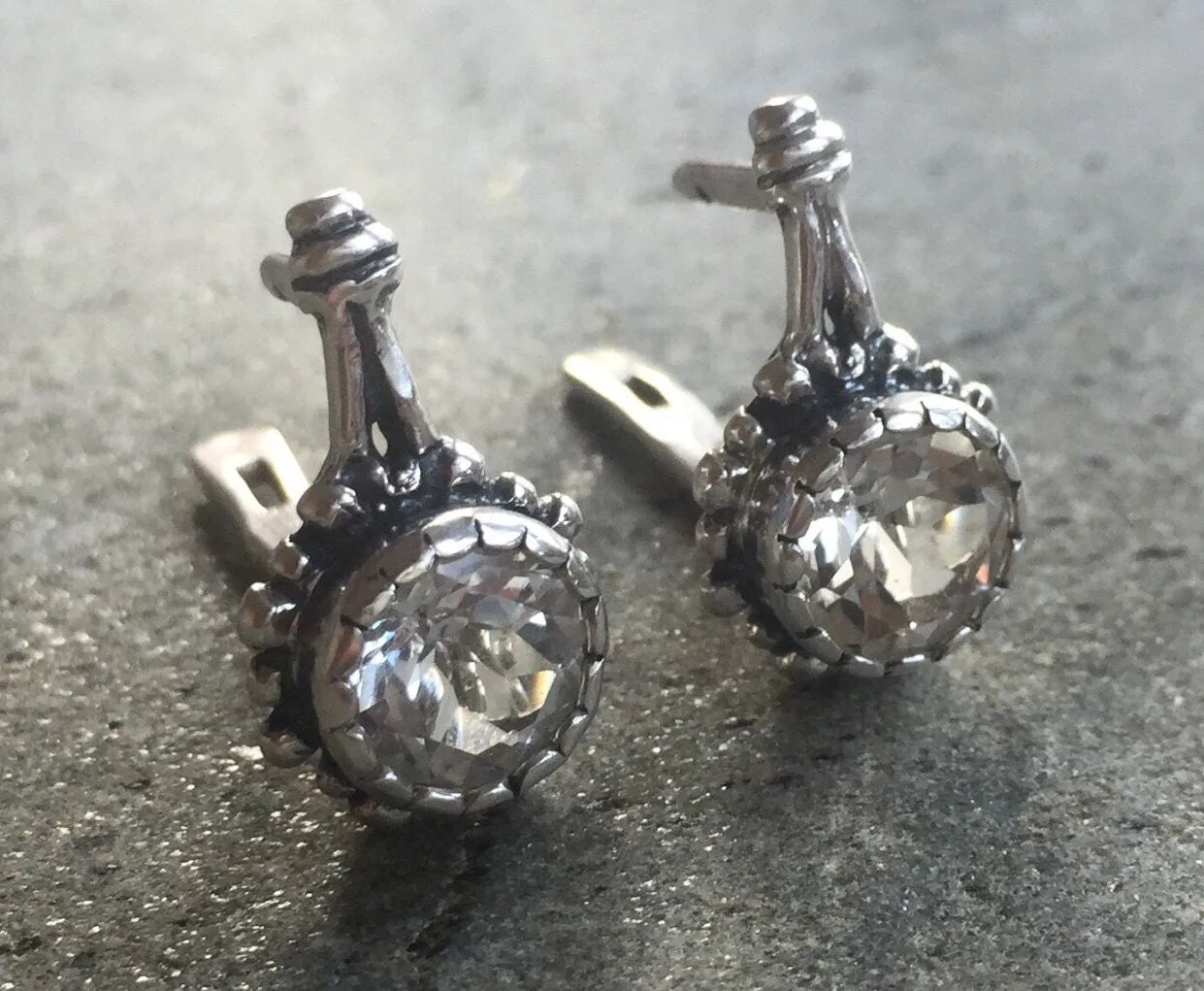 Drop Diamond Earrings - Vintage Bridal Earrings, Sparkly Silver Earrings