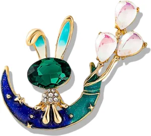 Easter Brooches and Pins for Women Cute Rabbit Brooch Easter Egg Pins Set Bunny Fashion Rhinestone Animal Brooch Easter Jewelry Accessories