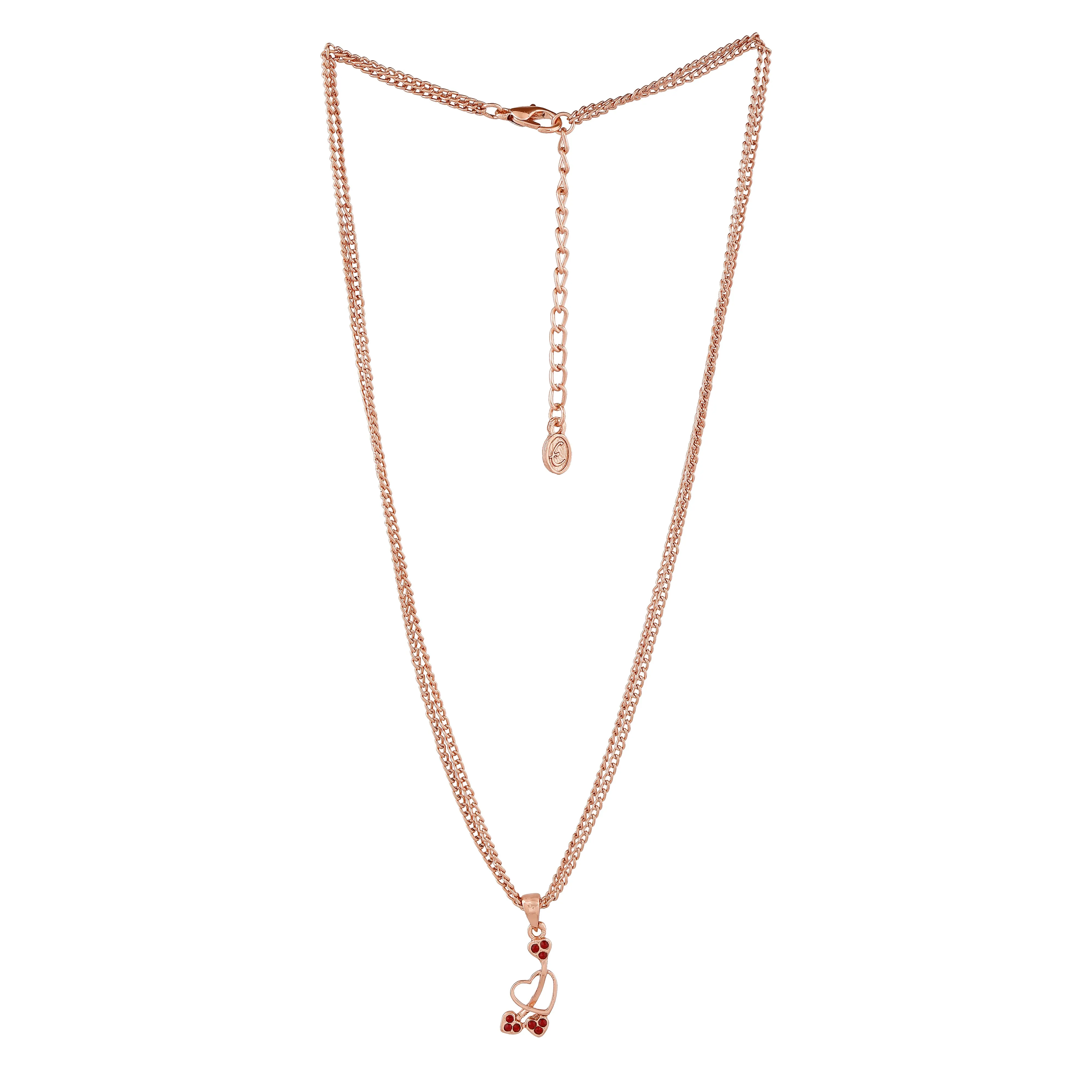 Estele Rose Gold Plated Heart shaped Pendant with Austrian Crystals for Women
