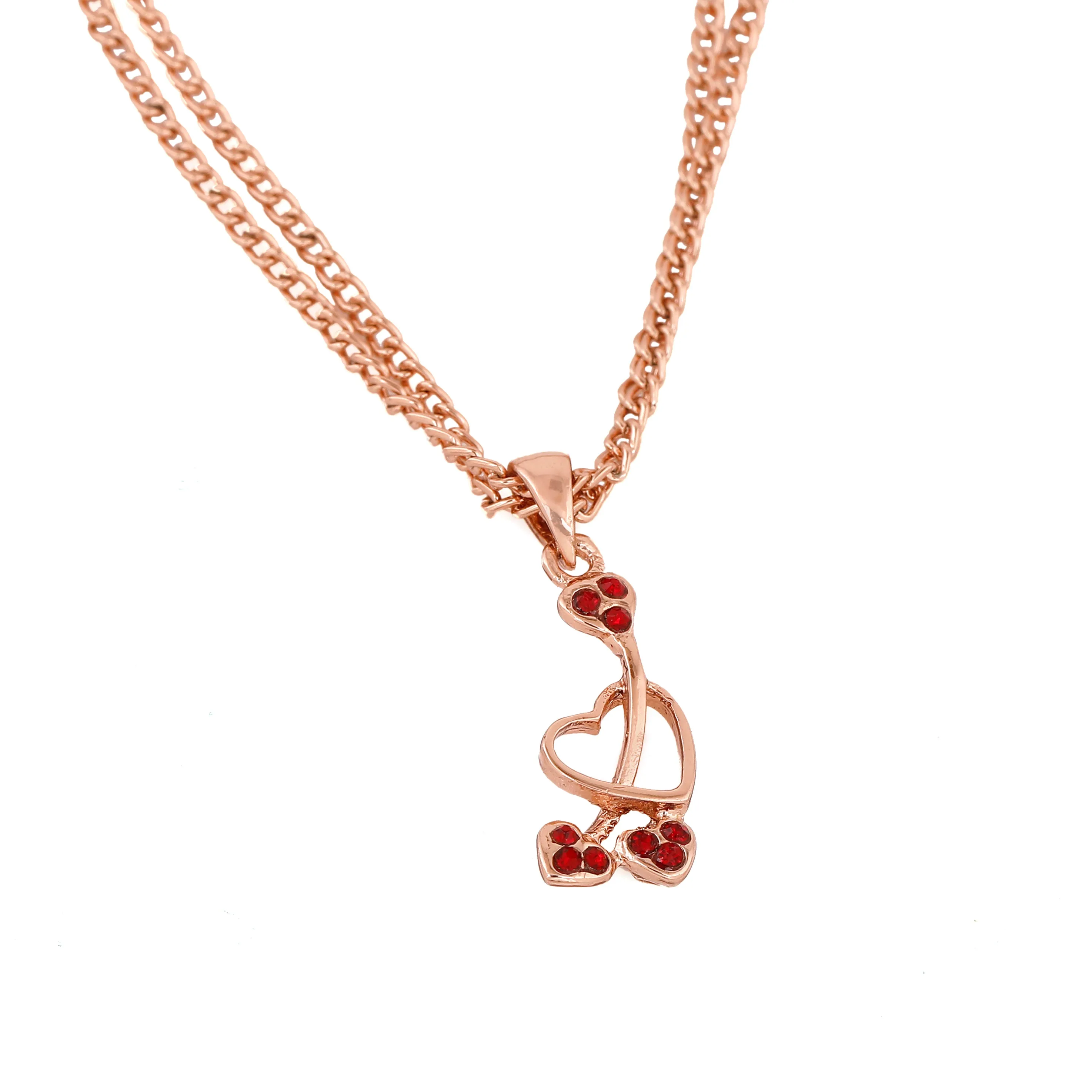 Estele Rose Gold Plated Heart shaped Pendant with Austrian Crystals for Women