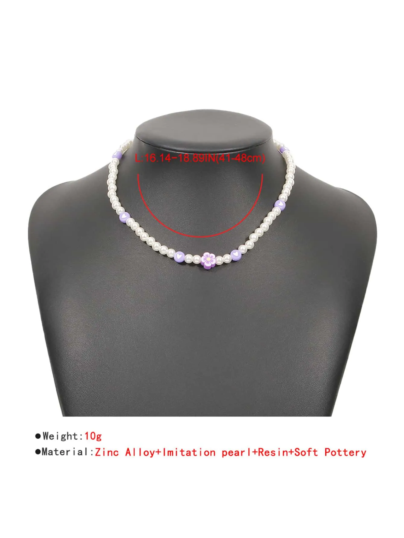 Flower Decor Faux Pearl Beaded Necklace for Women Girls Accessories Jewelry