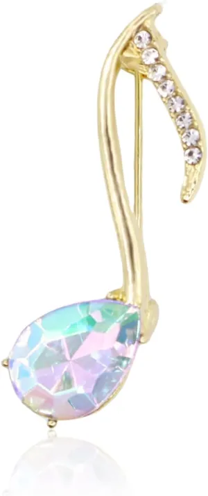 Gold Crystal Zircon Music Note Brooches for Womne Elegant Rhinestone Treble Clef Brooch Pins Fashion Jewelry Brooch pin Accessories for Women Gift