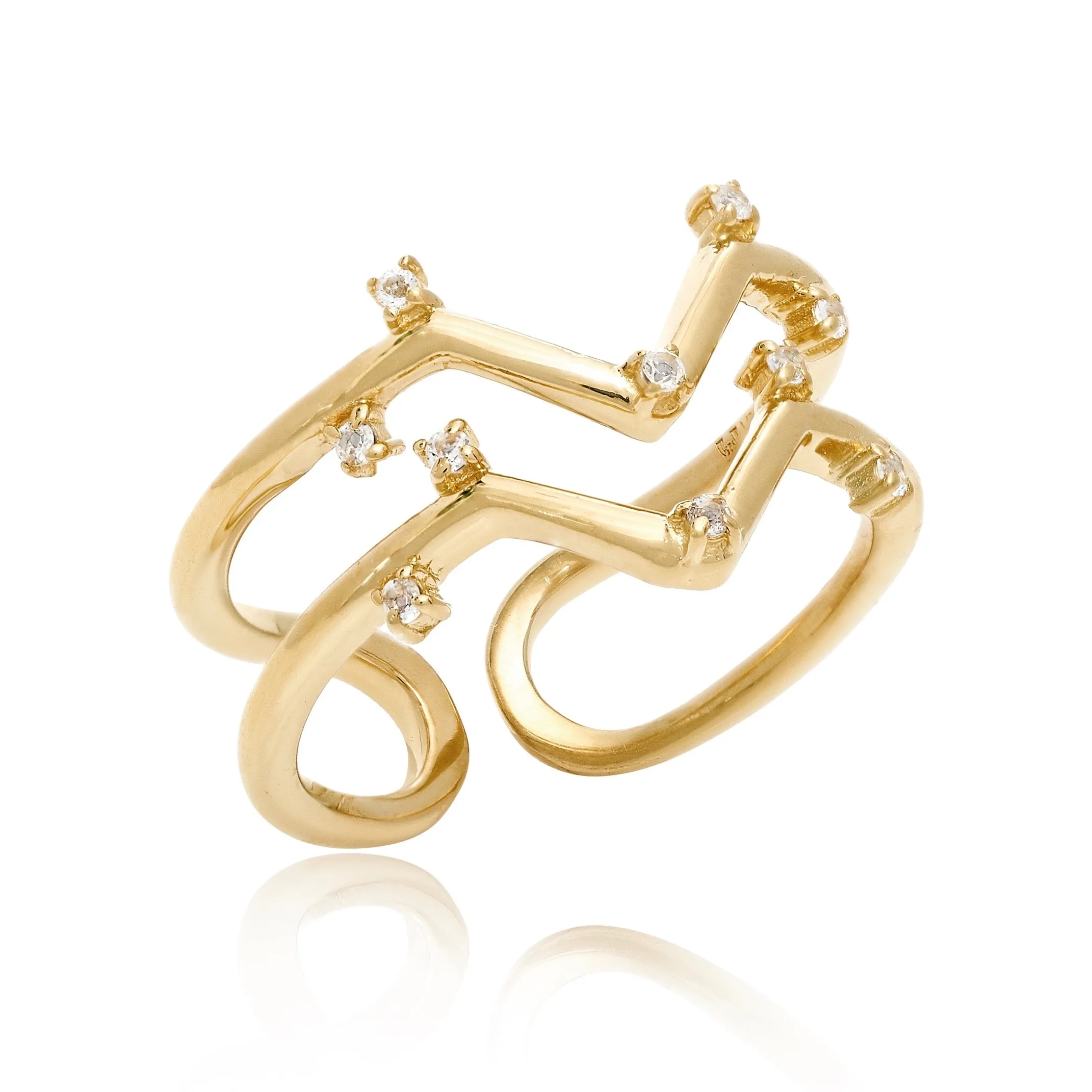 Gold Ring White Topaz Amelie