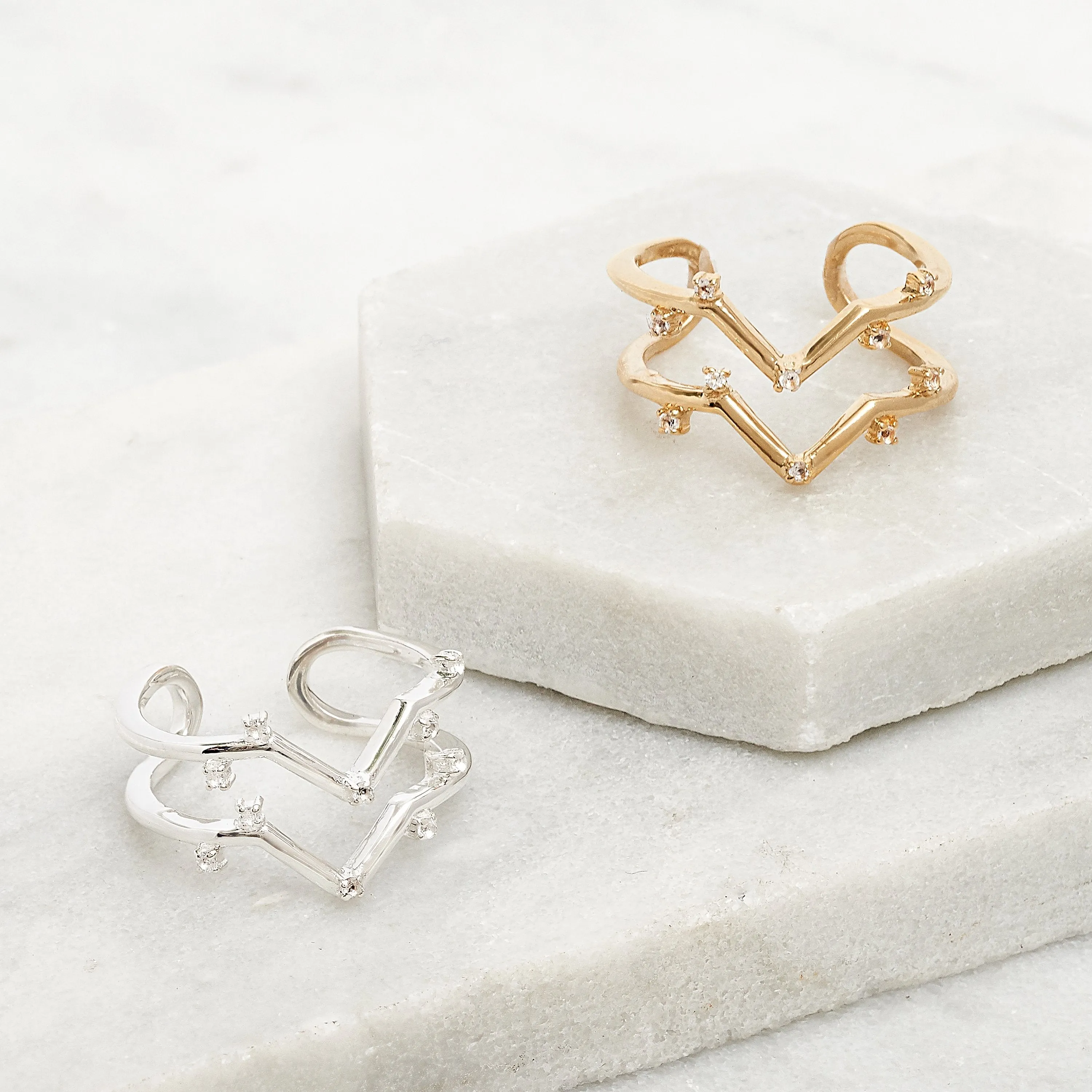 Gold Ring White Topaz Amelie