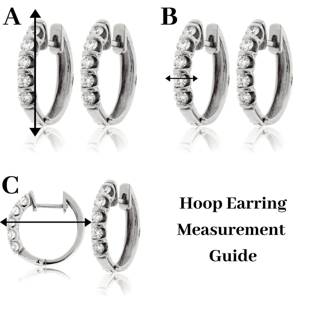 Gold Satin Finish Flush Set Diamond Oval Hoop Earrings
