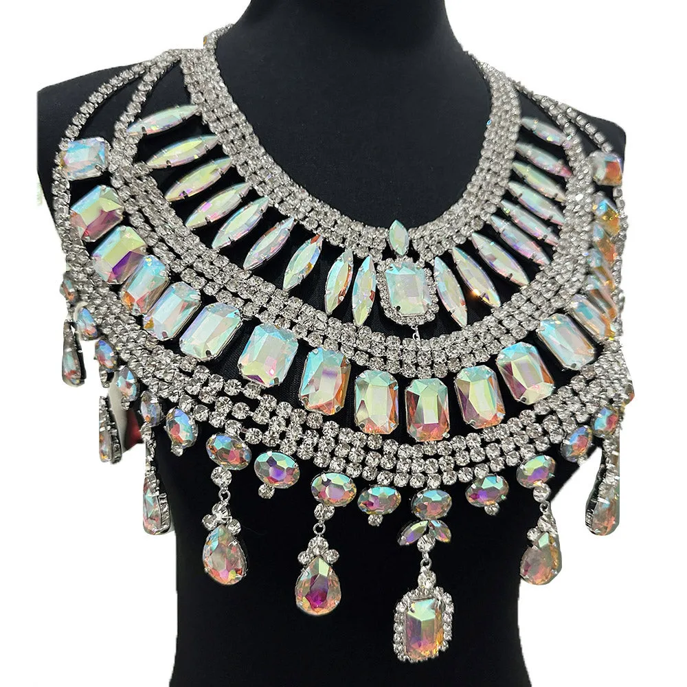 Gorgeous Crystal AB Pendant Huge Necklace for Drag Queen Jewelry