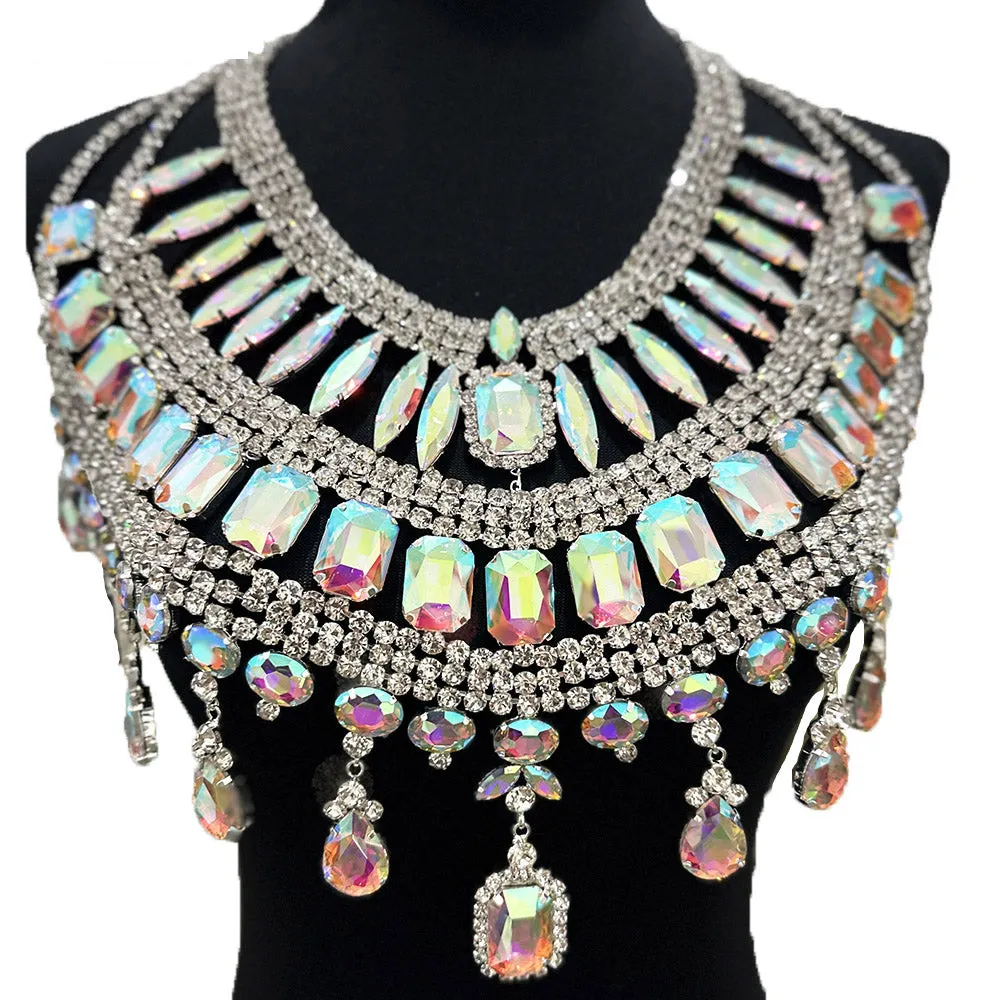Gorgeous Crystal AB Pendant Huge Necklace for Drag Queen Jewelry