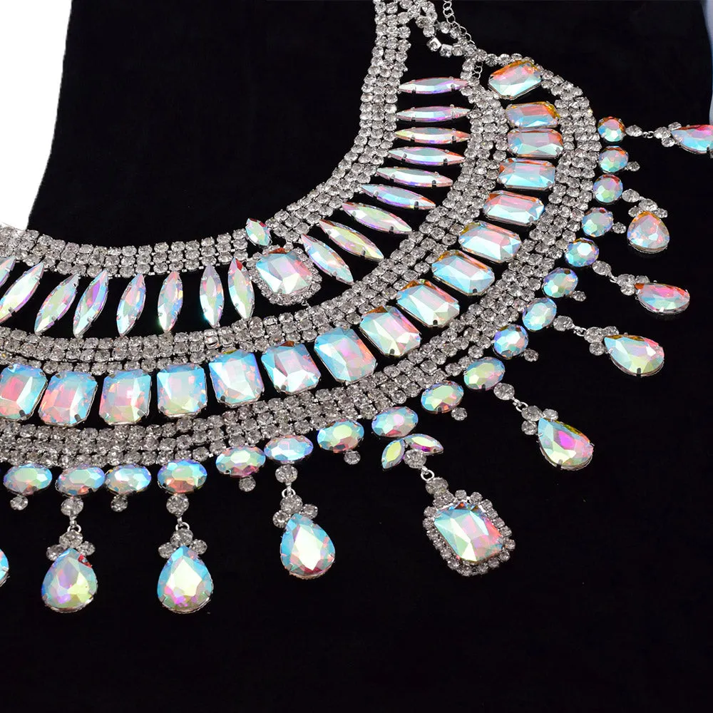 Gorgeous Crystal AB Pendant Huge Necklace for Drag Queen Jewelry