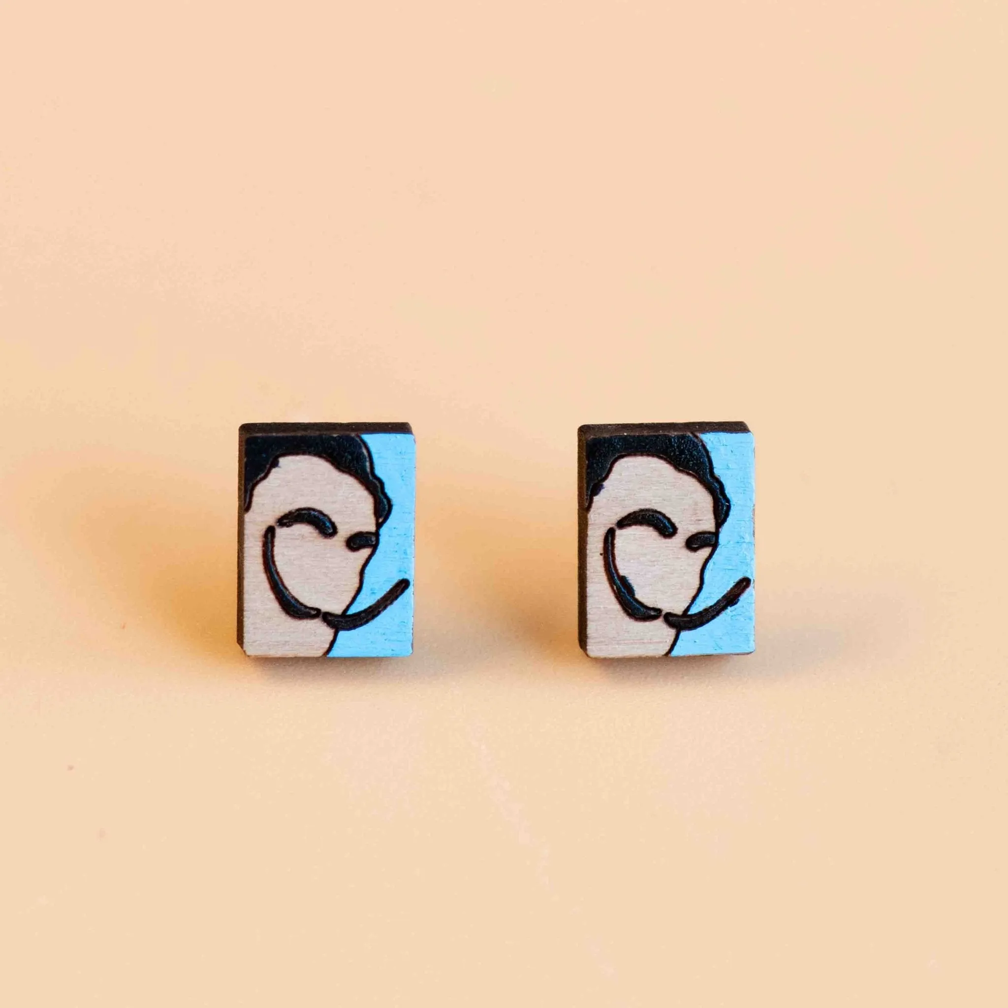 Hand-painted Salvador Dalí Portrait Earrings Dalí-inspired jewelry - PET15113