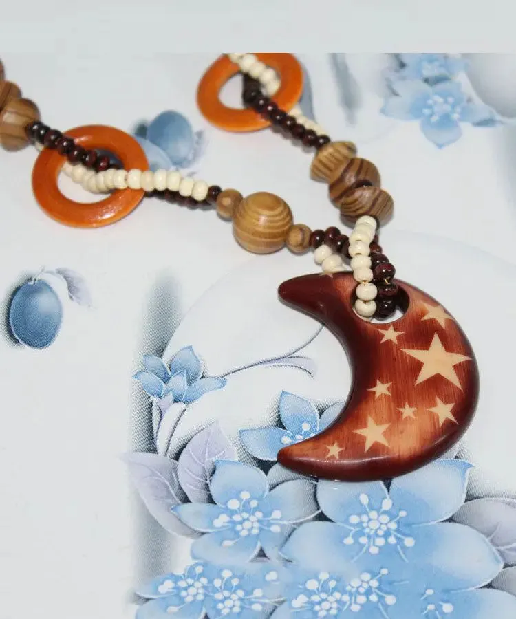 Handmade Brown Little Fish Beaded Pendant Necklace ML1248