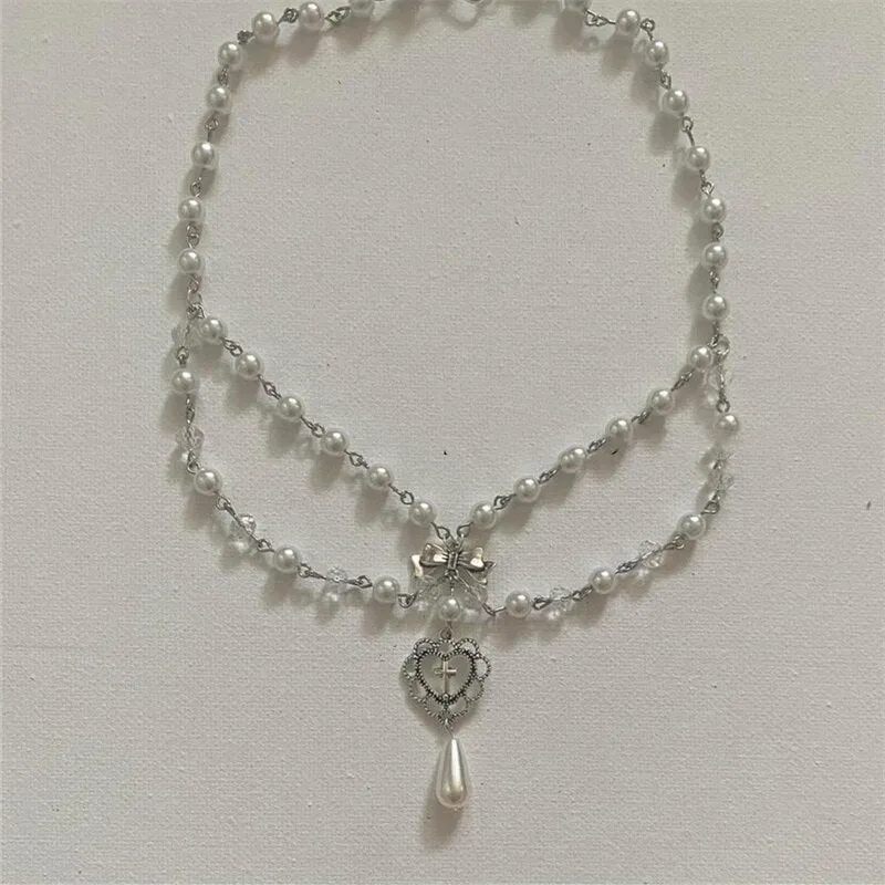 Handmade Pearls Rosary Style Necklace