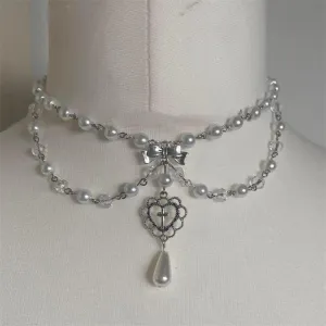 Handmade Pearls Rosary Style Necklace
