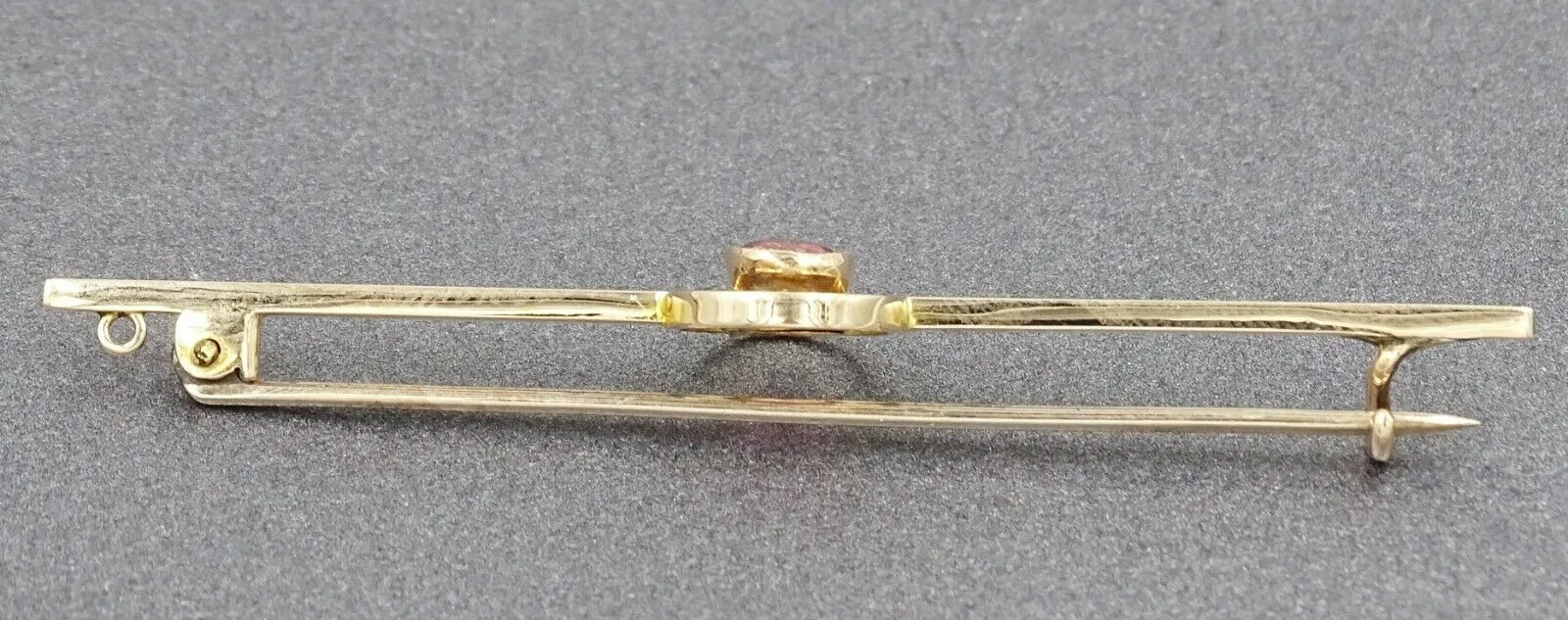 Handmade Pink Tourmaline 15ct Yellow Gold Bar Brooch