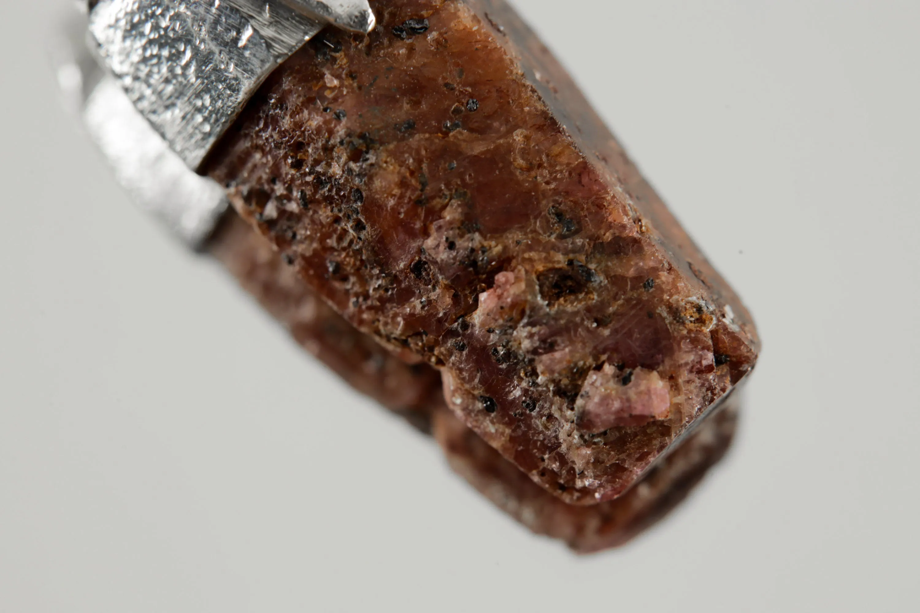 Hexagonal Raw Spinel Ruby Stack Pendant, Organic Textured 925 Sterling Silver, Root Chakra, Aries Zodiac, Strength and Vitality, Unique Gift