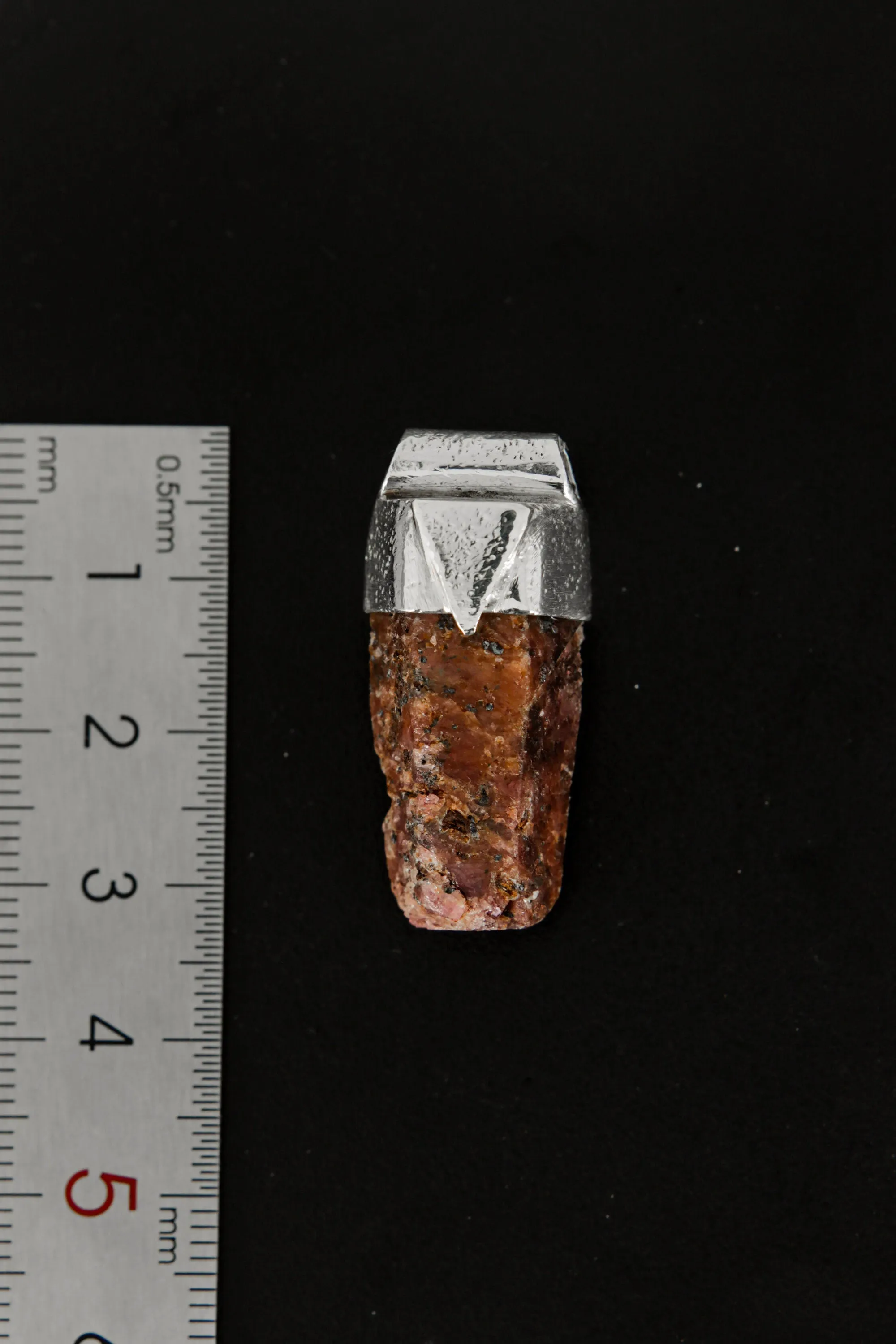 Hexagonal Raw Spinel Ruby Stack Pendant, Organic Textured 925 Sterling Silver, Root Chakra, Aries Zodiac, Strength and Vitality, Unique Gift
