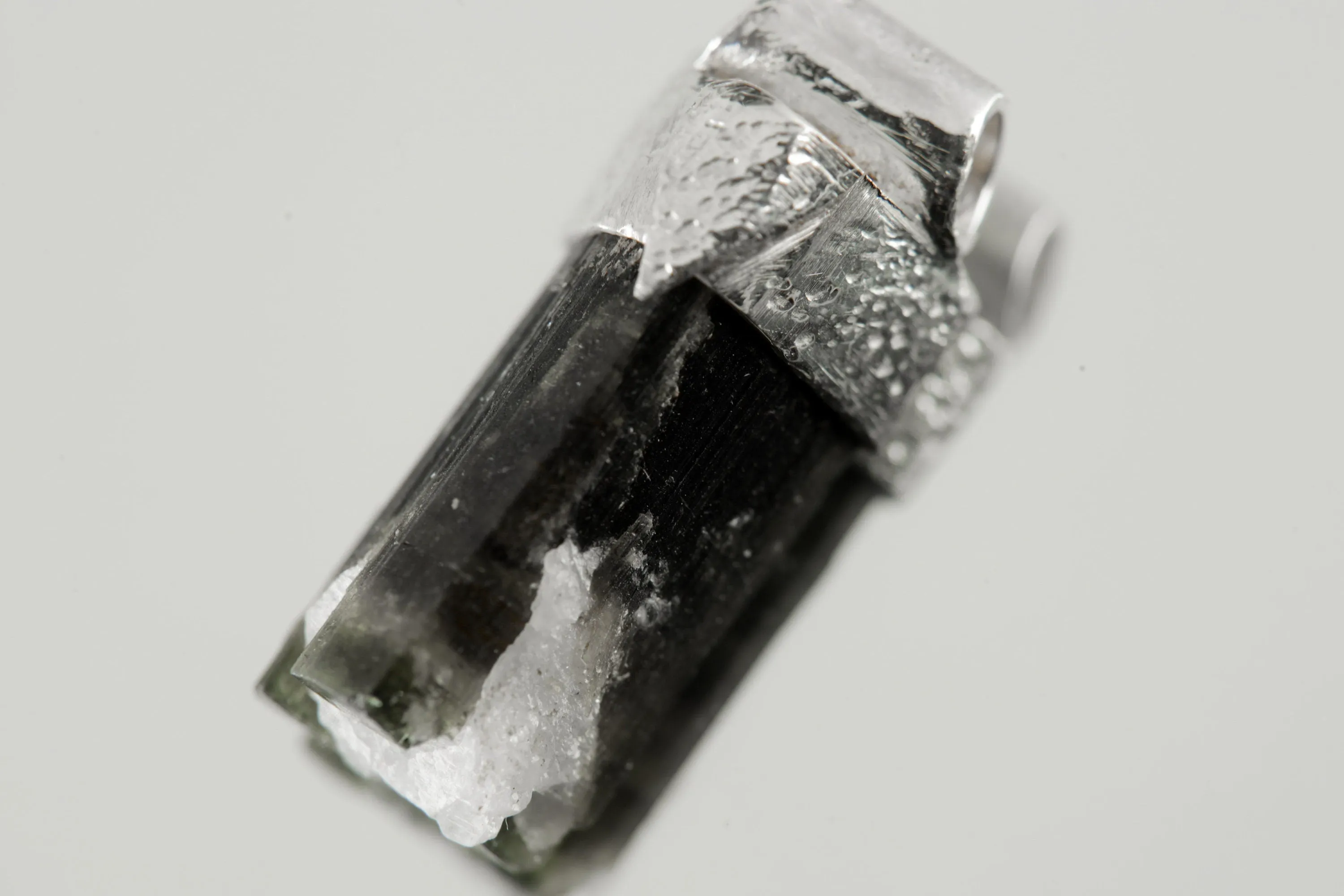 Himalayan Green Capped Gem Tourmaline Stack Pendant, Organic Textured 925 Sterling Silver, Heart Chakra, Emotional Balance, Unique Gift