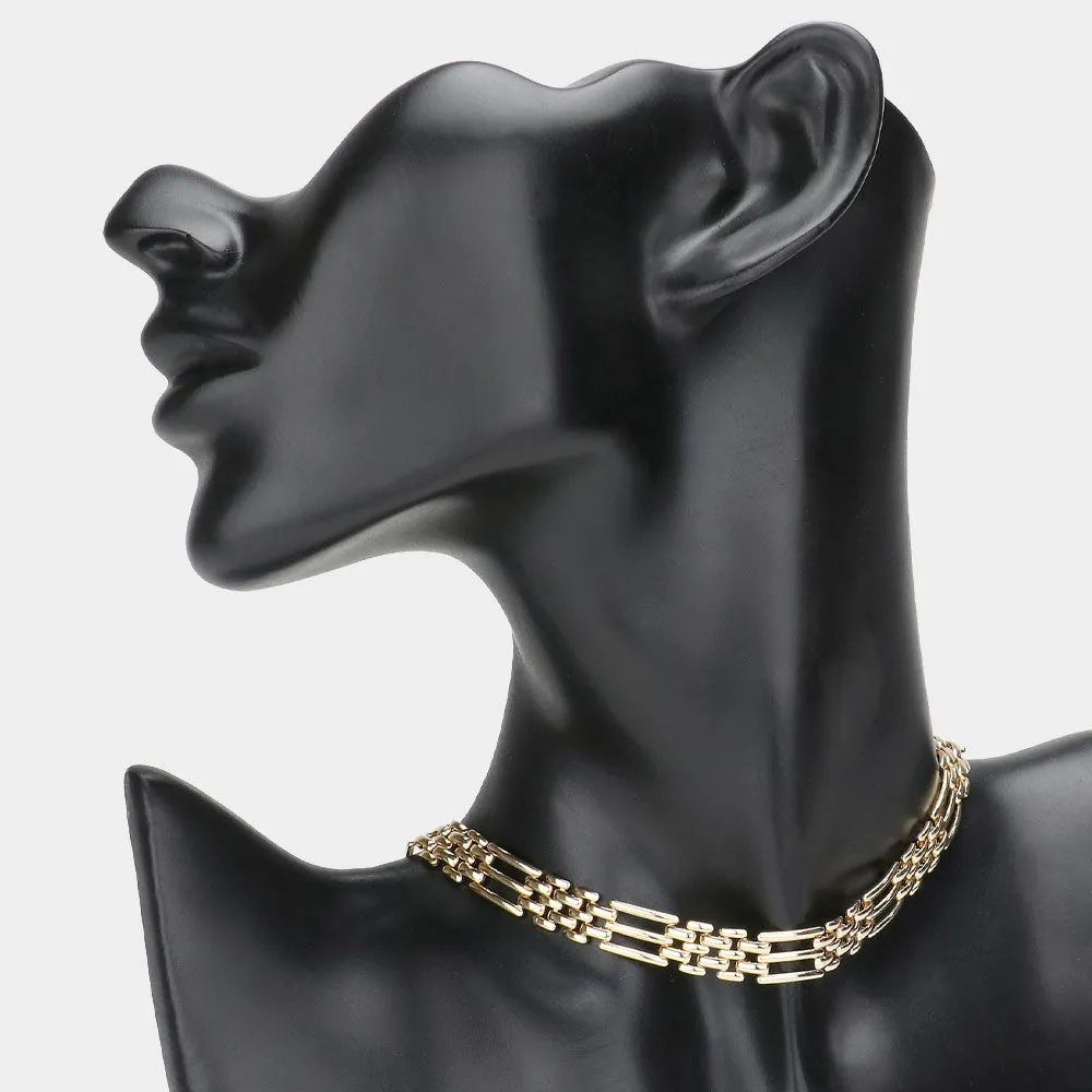 iLLASPARKZ Abstract Brass Metal Choker Necklace