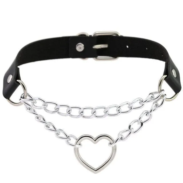 Leather Bondage Choker Collar