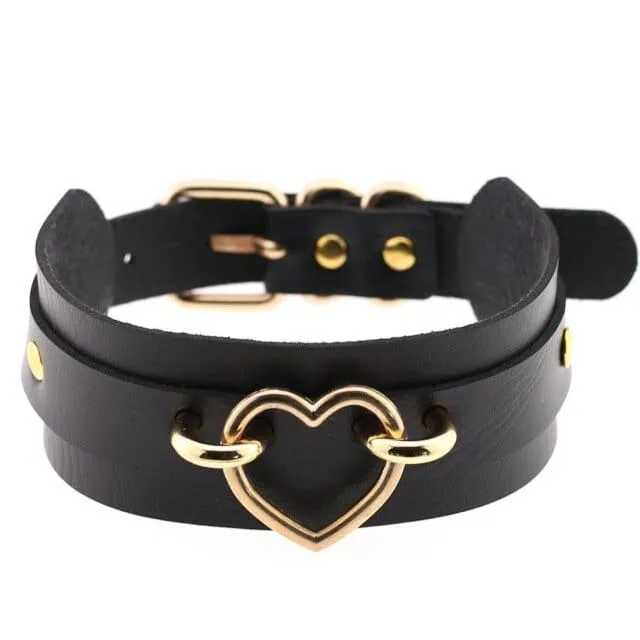 Leather Bondage Choker Collar