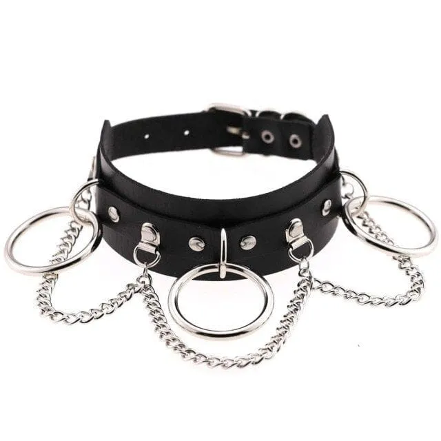 Leather Bondage Choker Collar