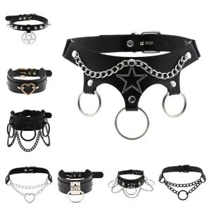 Leather Bondage Choker Collar