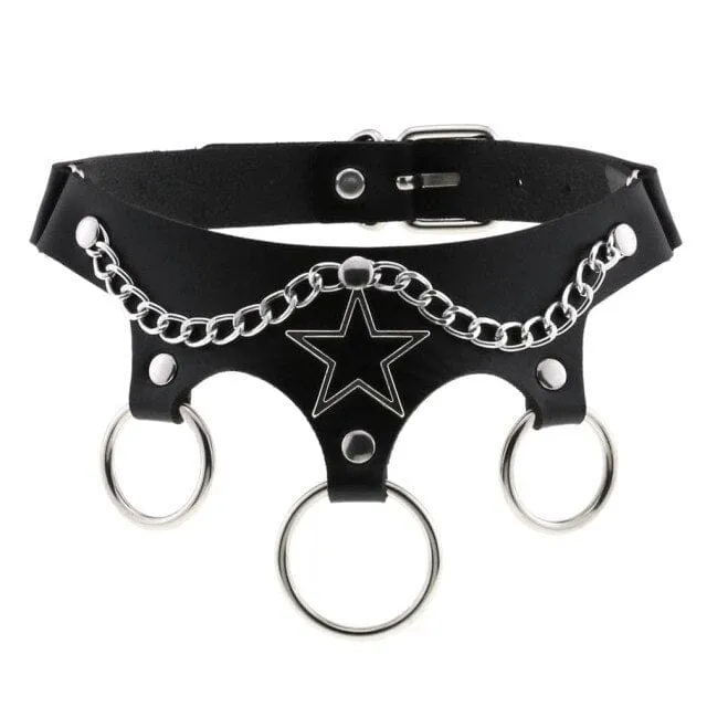 Leather Bondage Choker Collar