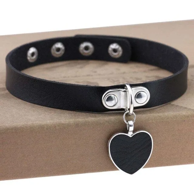 Leather Bondage Choker Collar