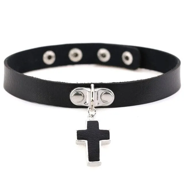 Leather Bondage Choker Collar