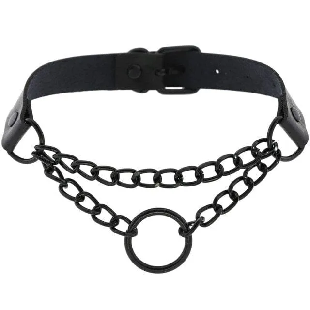 Leather Bondage Choker Collar