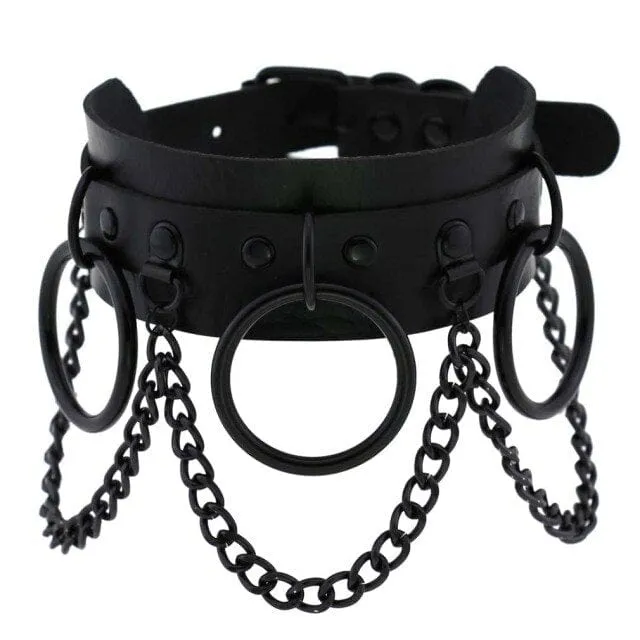Leather Bondage Choker Collar