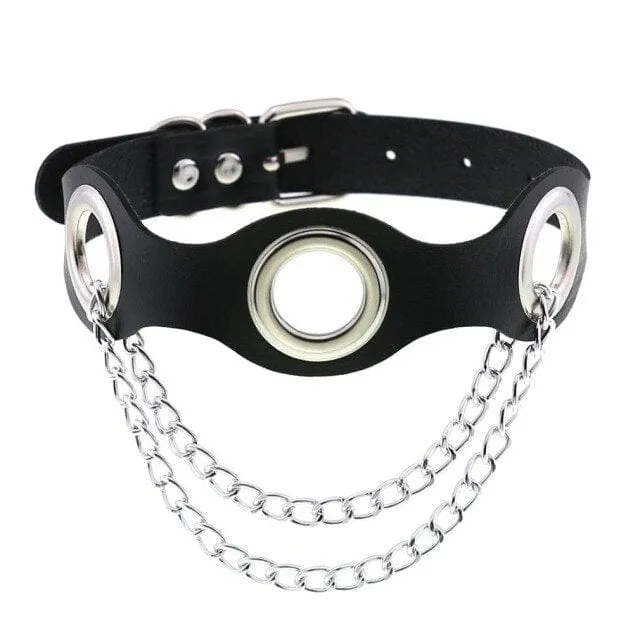 Leather Bondage Choker Collar