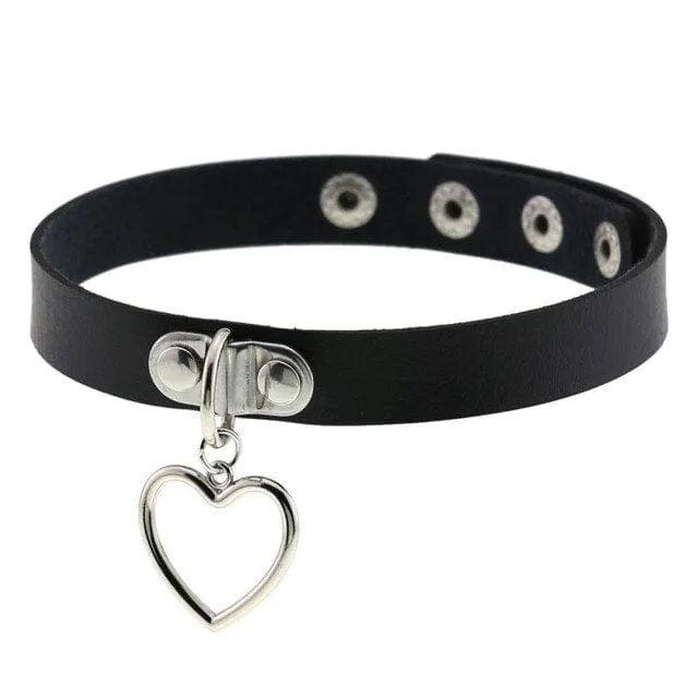 Leather Bondage Choker Collar
