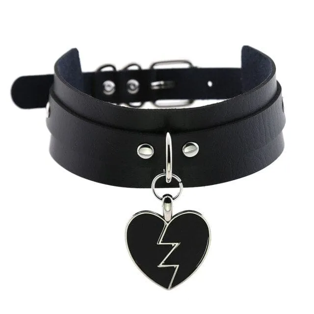 Leather Bondage Choker Collar