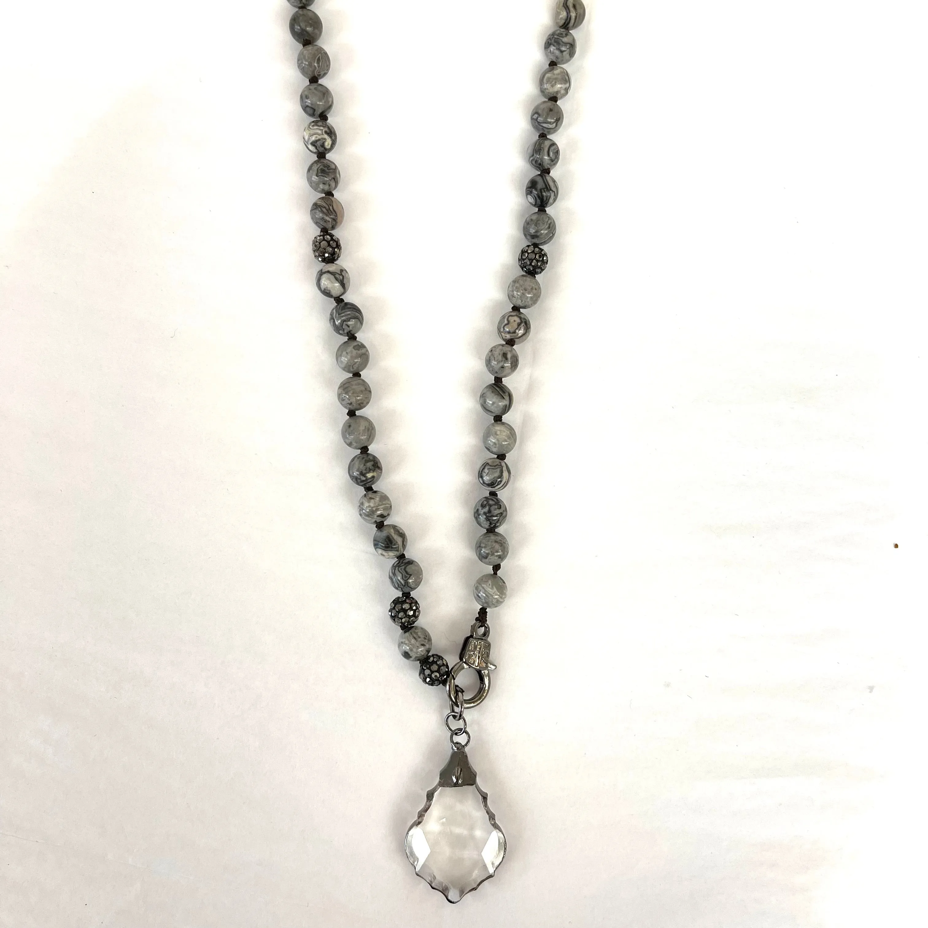 Lobster Claw Crystal Beaded Necklace