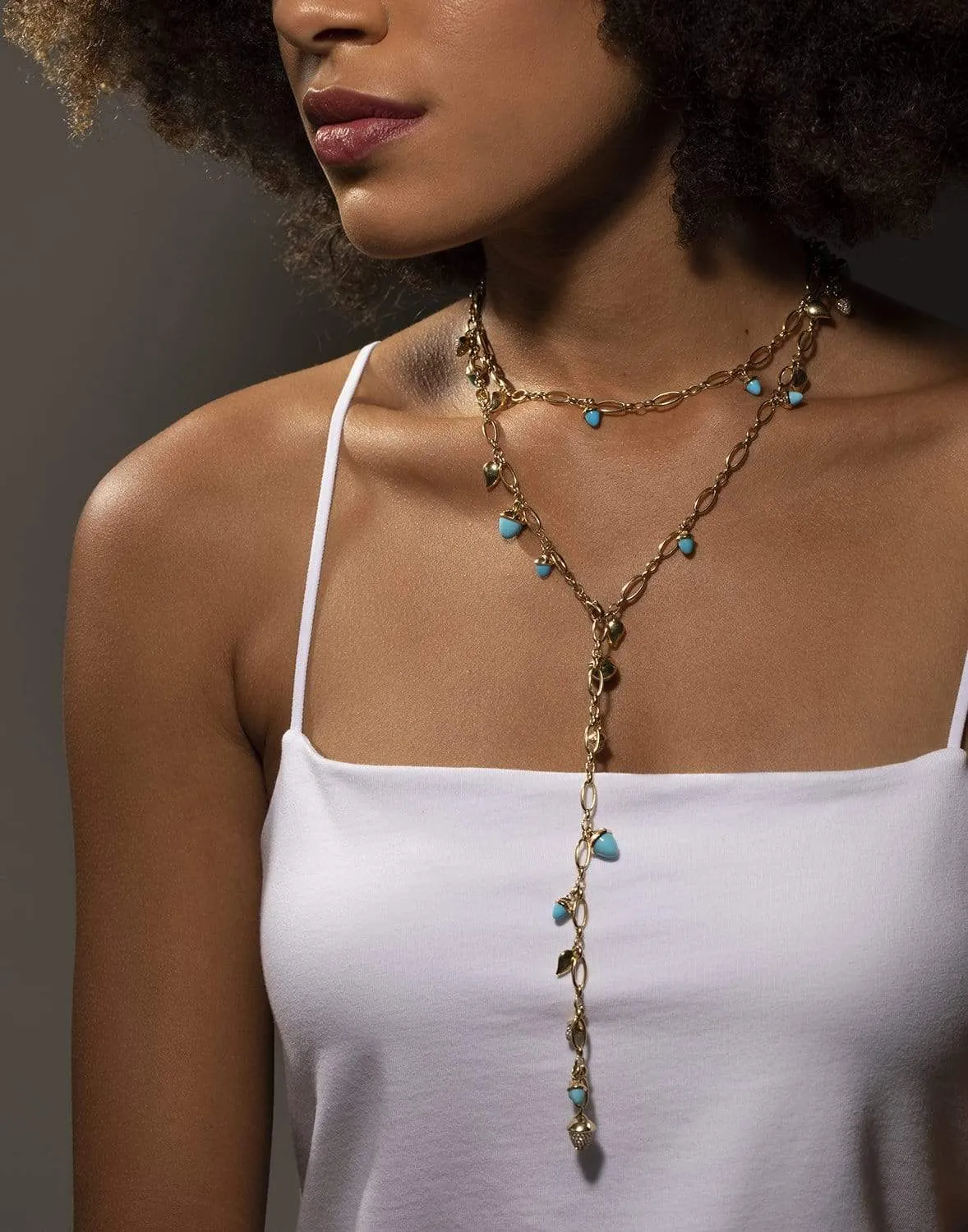 Long Turquoise Mikado Necklace