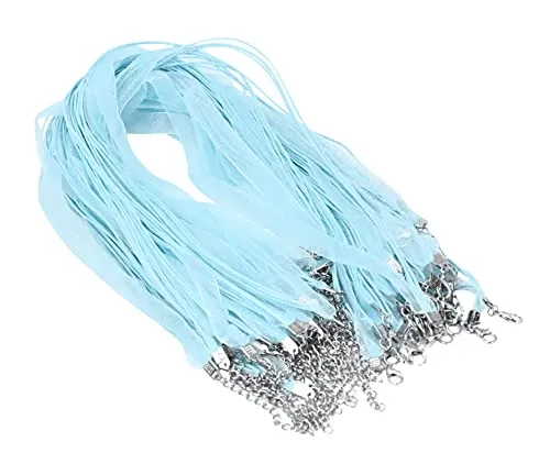 Mandala Crafts DIY Necklace Cord - Organza Ribbon Necklace Cord with Clasp - Multi Cord Necklace Bulk Ribbon Necklaces for Pendants Jewelry Making 30 PCs