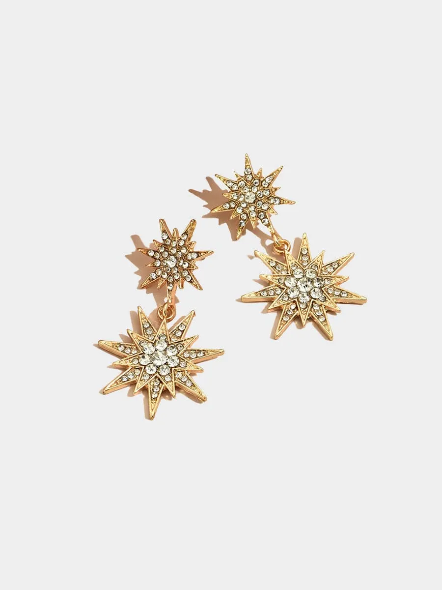 Missord Metal Inlay Rhinestone Sun Earrings MSE101075