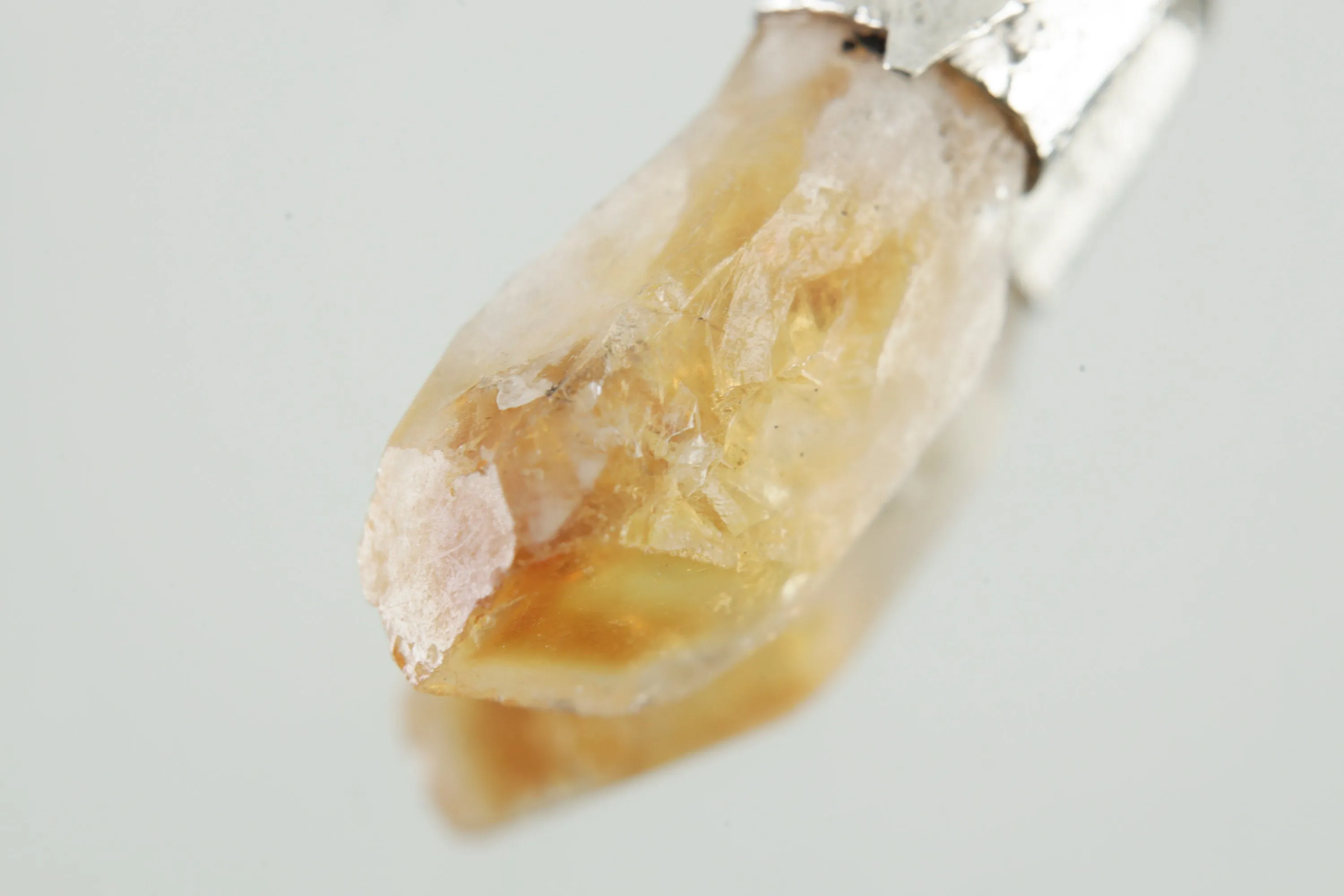 Natural Phantom Citrine Quartz Point Stack Pendant, Organic Textured 925 Sterling Silver, Solar Plexus Chakra,Leo Zodiac,Unique Gift - NO/03