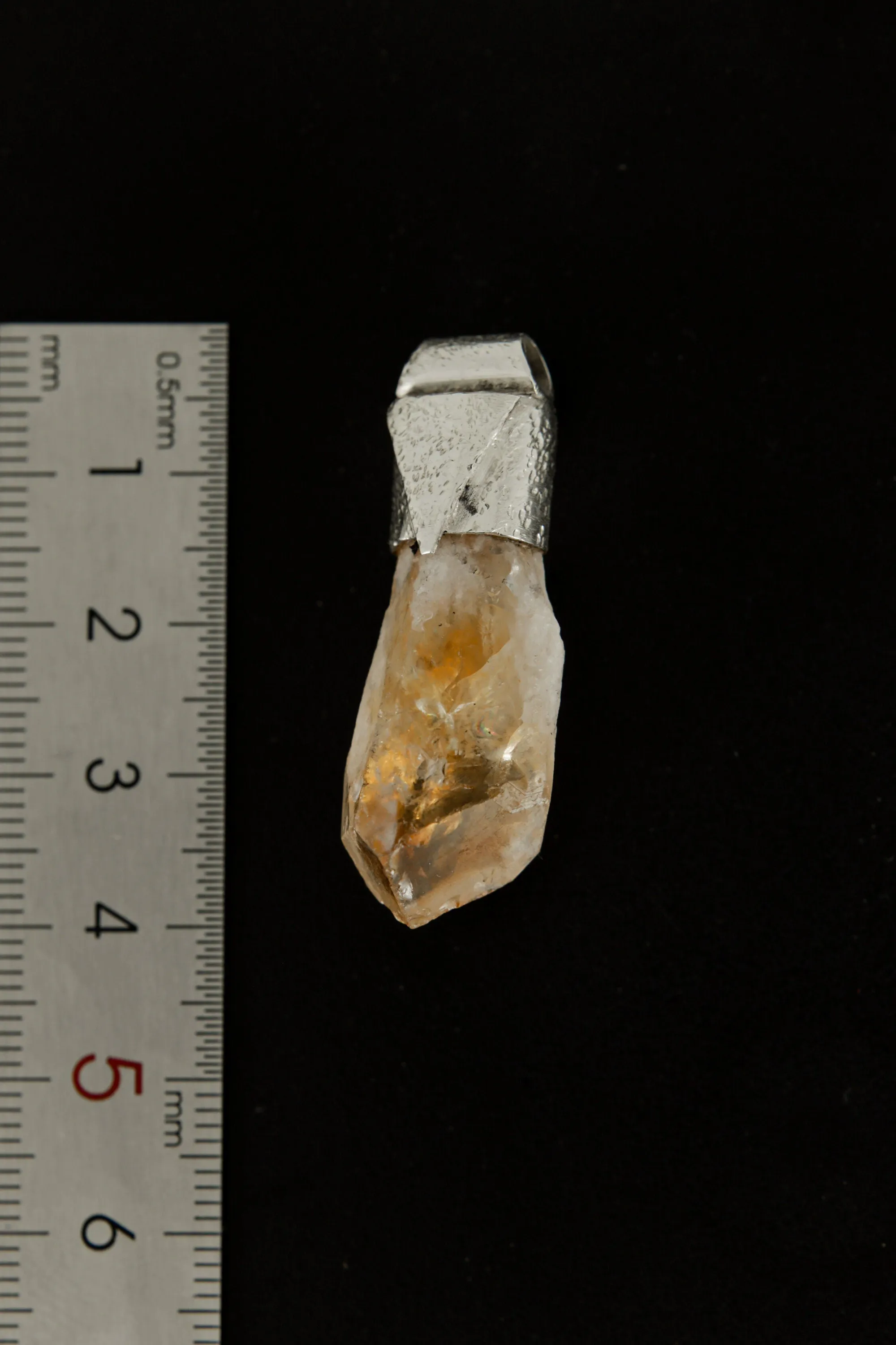 Natural Phantom Citrine Quartz Point Stack Pendant, Organic Textured 925 Sterling Silver, Solar Plexus Chakra,Leo Zodiac,Unique Gift - NO/03