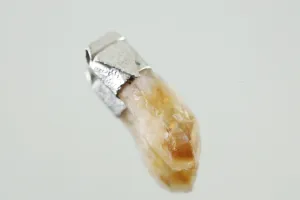 Natural Phantom Citrine Quartz Point Stack Pendant, Organic Textured 925 Sterling Silver, Solar Plexus Chakra,Leo Zodiac,Unique Gift - NO/03