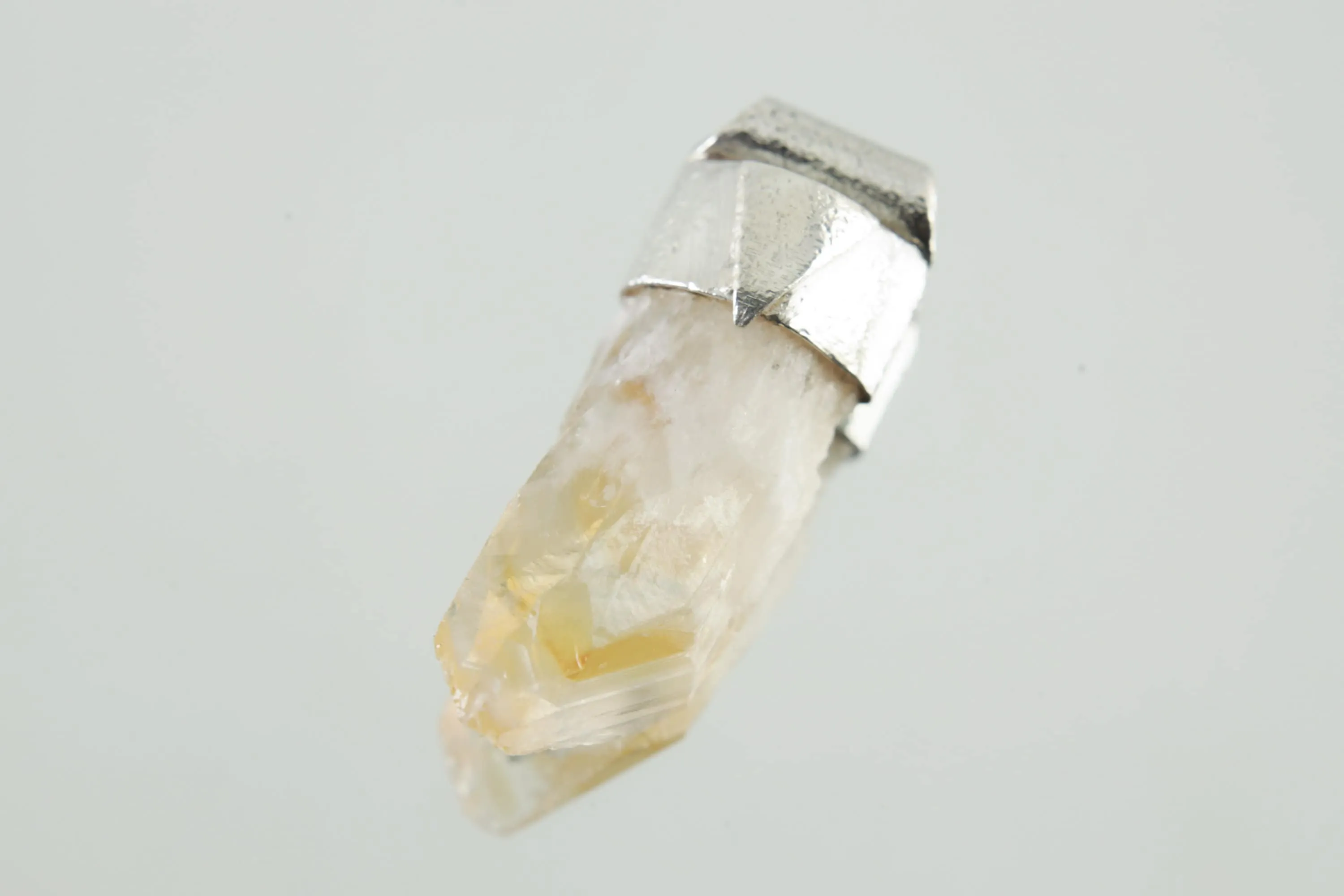 Natural Phantom Citrine Quartz Point Stack Pendant, Organic Textured Sterling Silver, Solar Plexus Chakra, Leo,Abundance,Unique Gift - NO/02