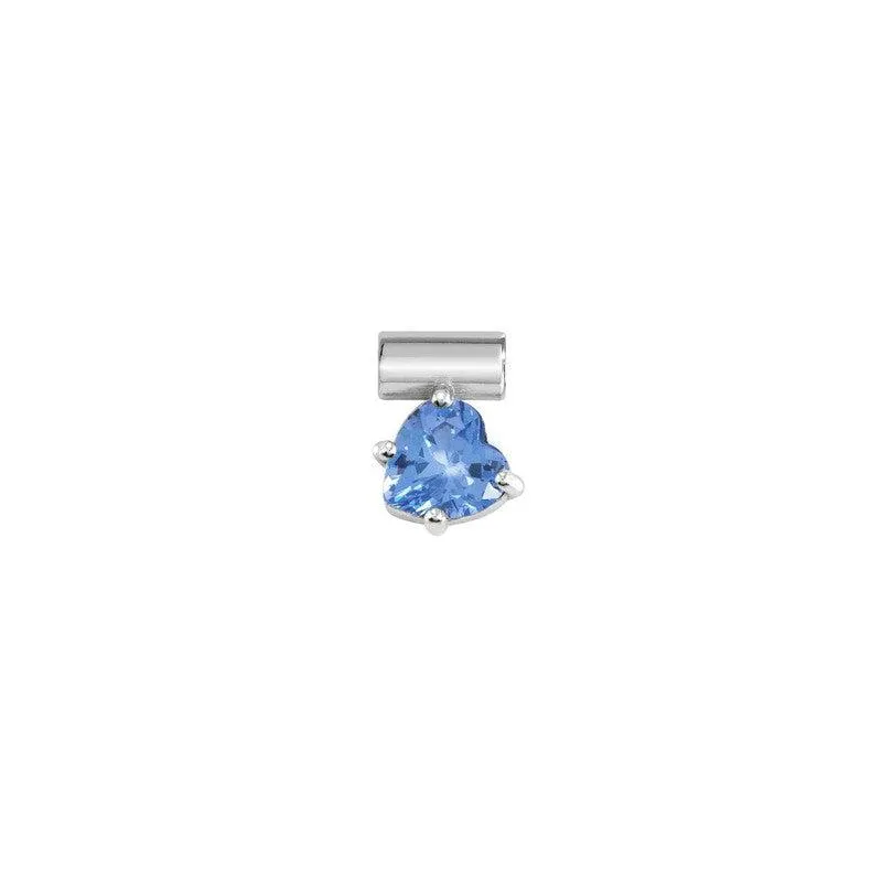 Nomination SeiMia Charm, Heart, Blue Cubic Zirconia, Silver